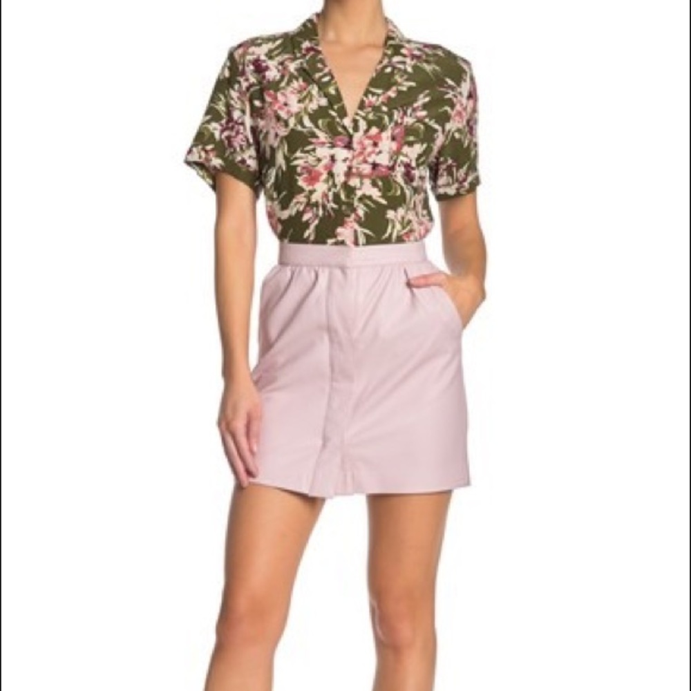 French Connection Bia PU Mini Skirt Blush Pink